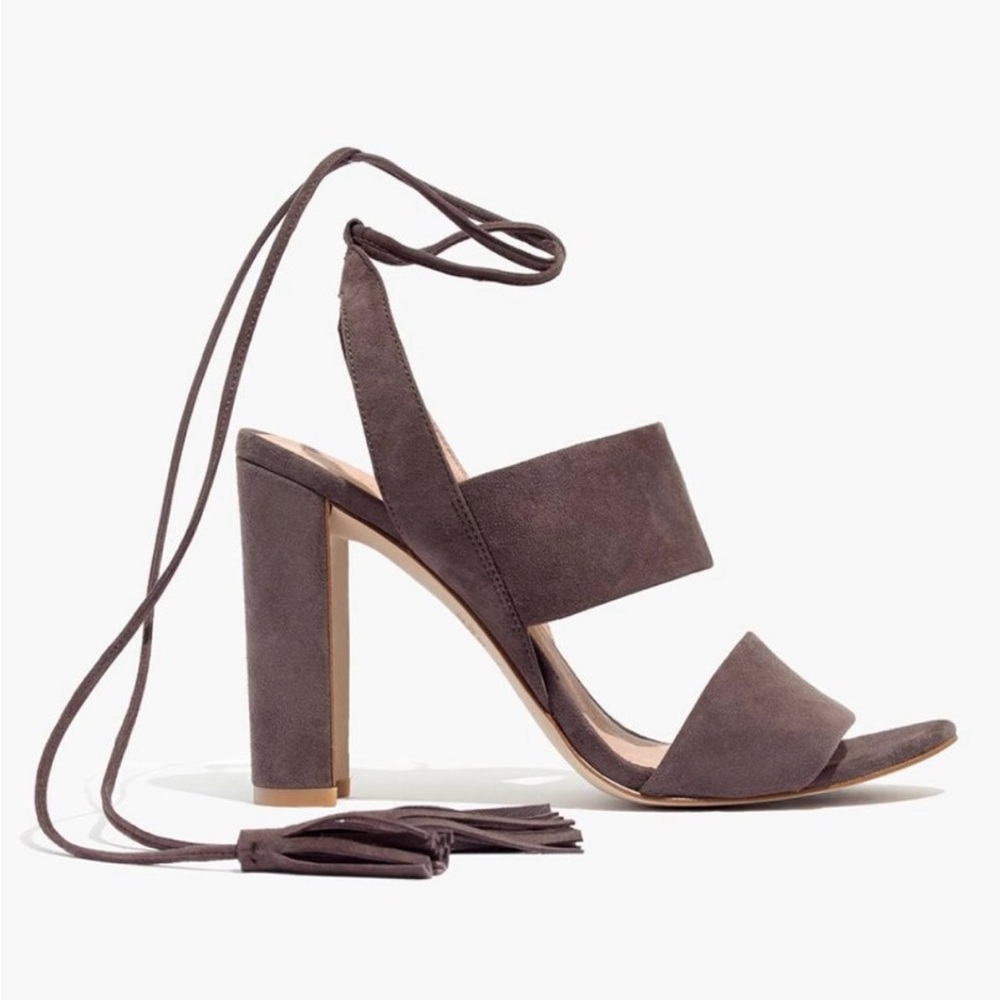 MADEWELL Chocolate Mauve Suede Block Heel Sandals